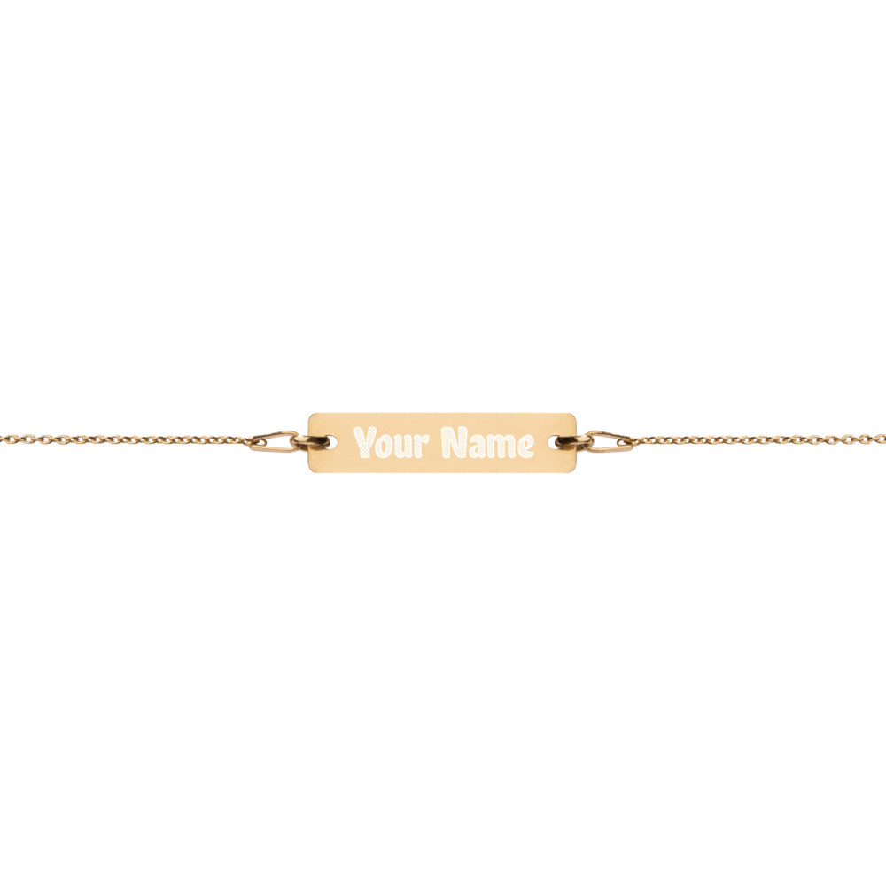Custom name Engraved Silver Bar Chain Bracelet
