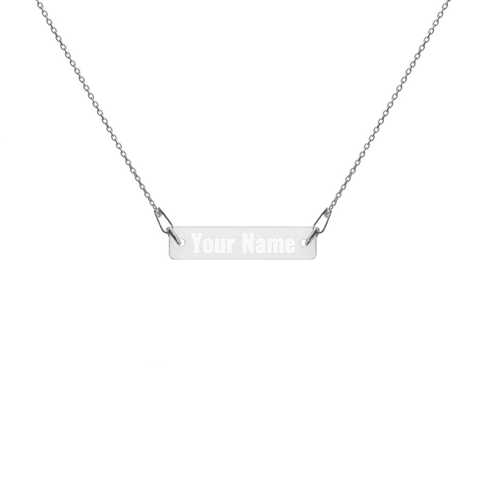 Custom Name Engraved Silver Bar Chain Necklace
