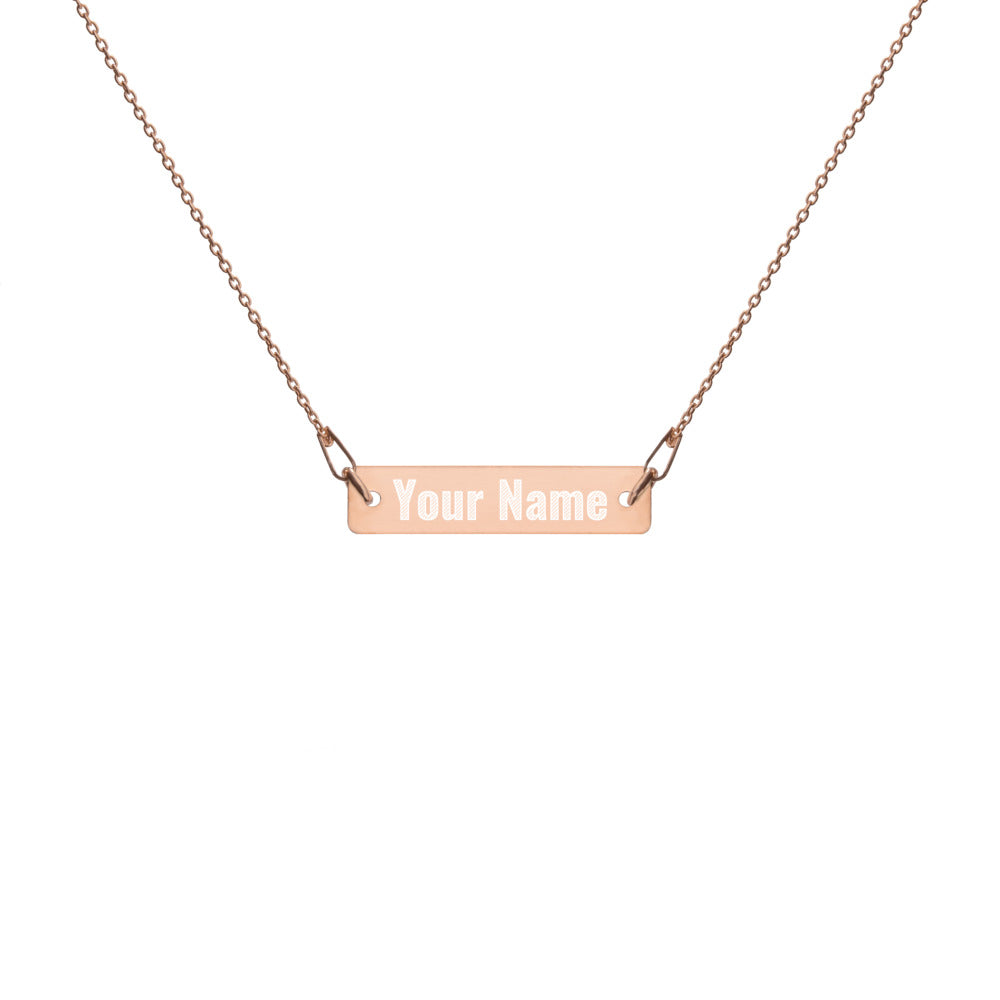 Custom Name Engraved Silver Bar Chain Necklace