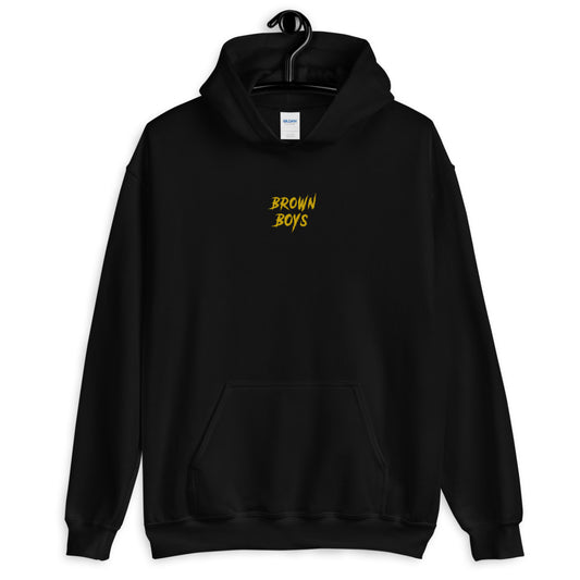 Brown Boys Embroidered Unisex Hoodie