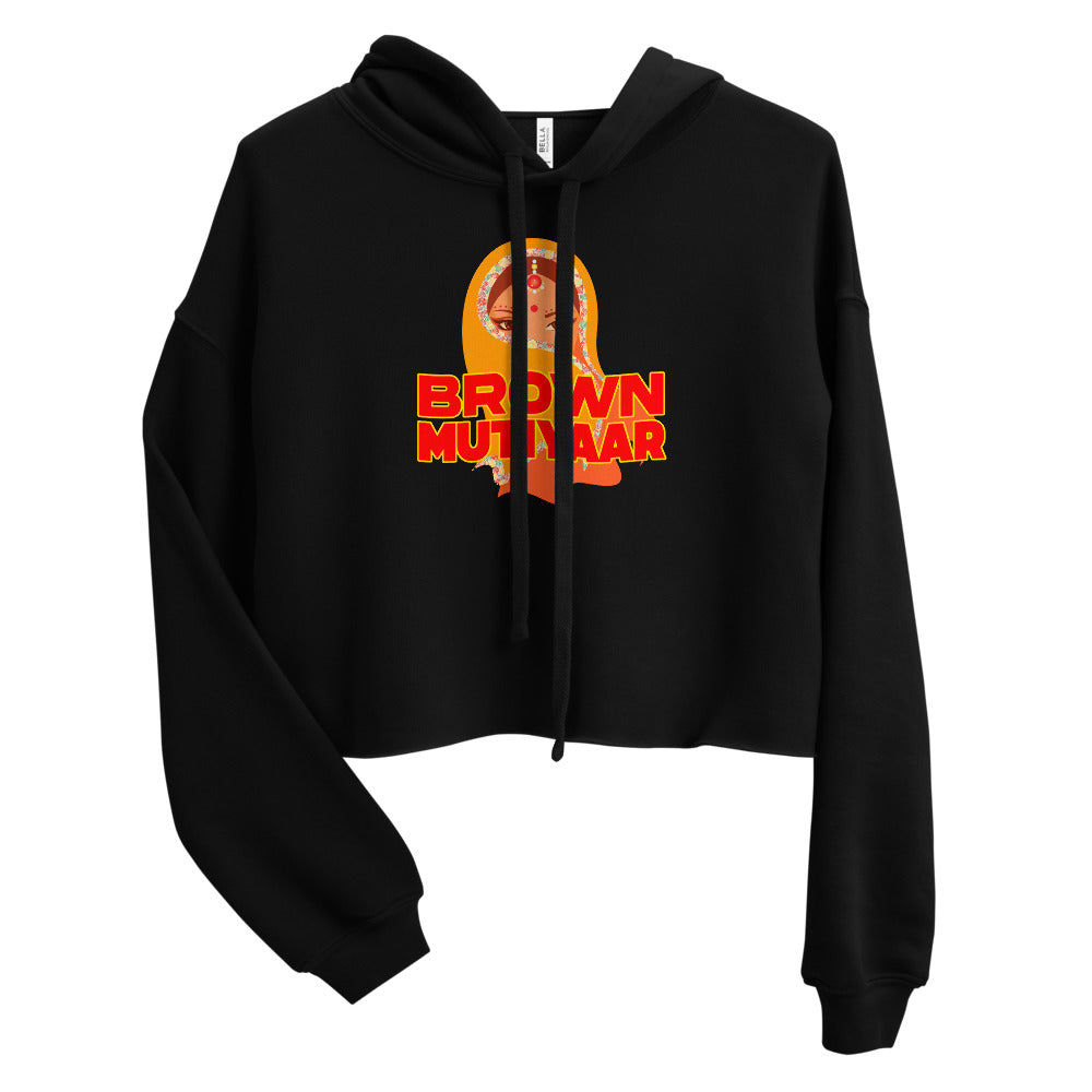 Brown Mutiyaar Crop Hoodie