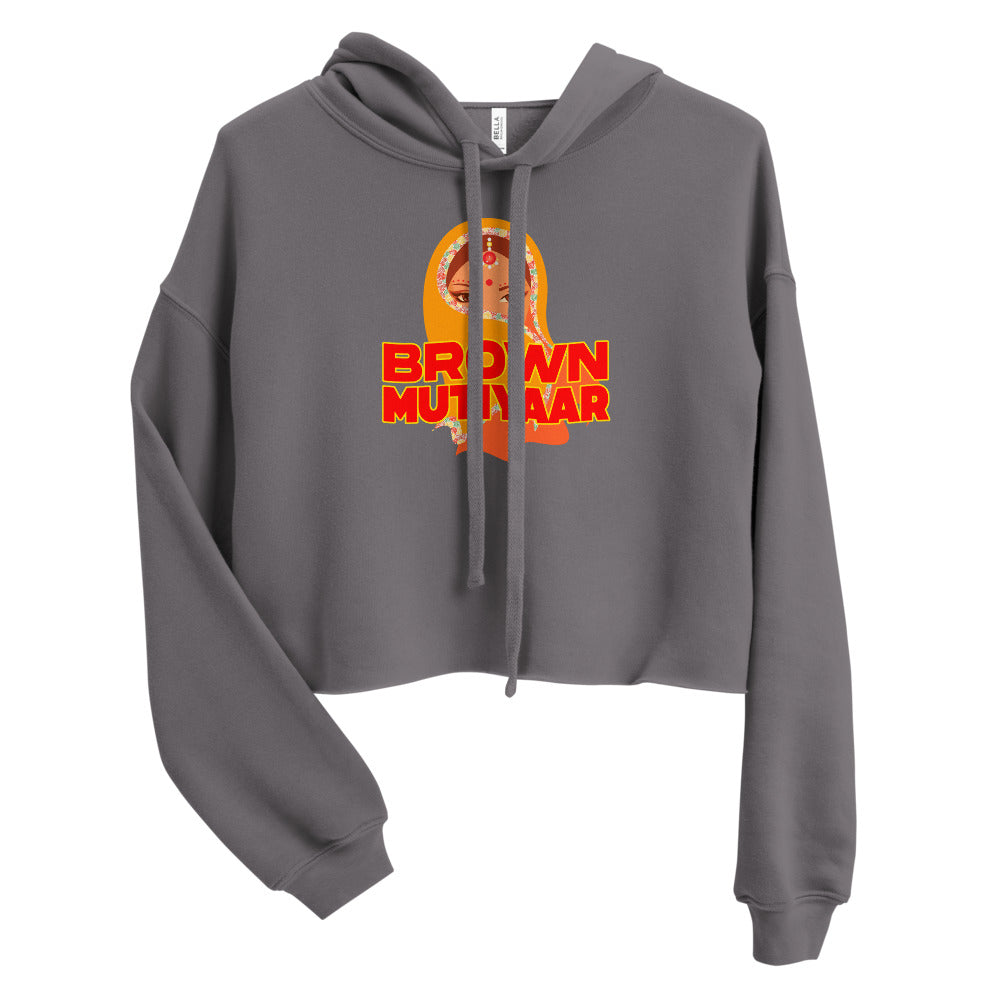 Brown Mutiyaar Crop Hoodie